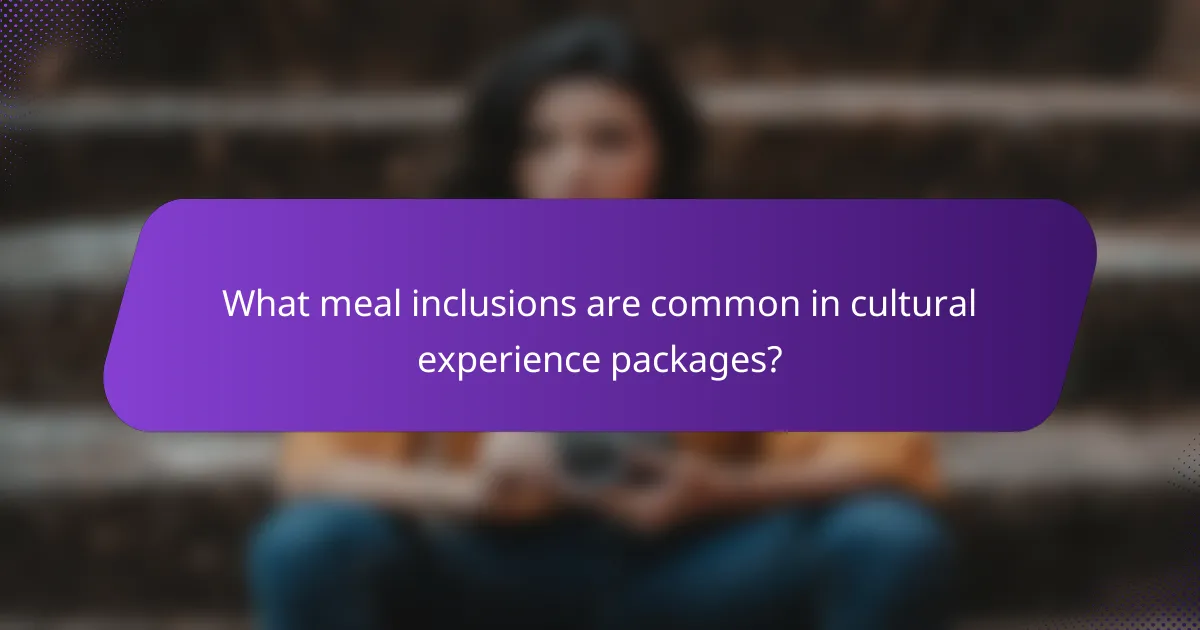 What meal inclusions are common in cultural experience packages?